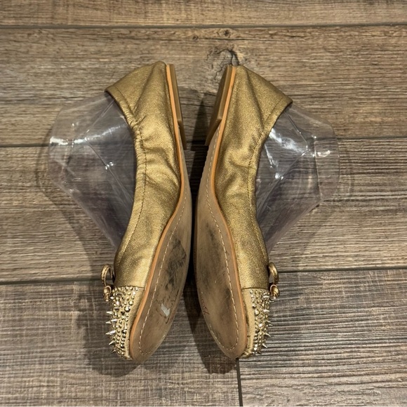 Sam Edelman Beatrix Ballet Flat Ballerina Stud Spike Leather Gold Size 7 - Picture 5 of 16
